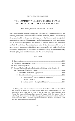 the commonwealth`s taxing power and its limits