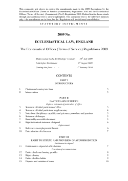 2009 No. ECCLESIASTICAL LAW, ENGLAND The Ecclesiastical