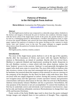 Patterns of Wisdom in the Old English Poem Andreas