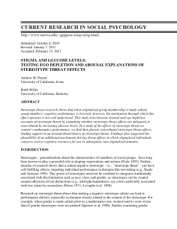 Stigma and Glucose Levels: Testing Ego Depletion and Arousal