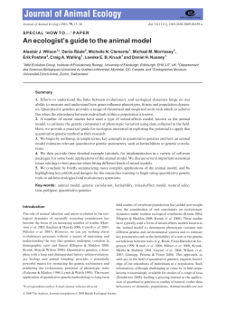 An ecologist`s guide to the animal model