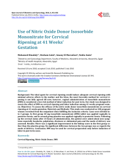 Use of Nitric Oxide Donor Isosorbide Mononitrate for Cervical