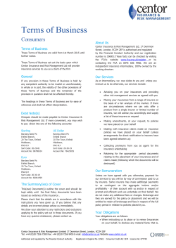 Terms of Business - Centor Insurance