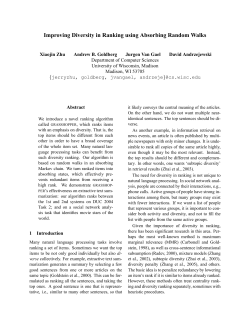 Improving Diversity in Ranking using Absorbing Random