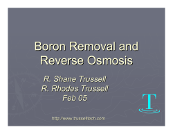 Boron Removal and Reverse Osmosis