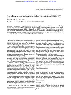 Stabilisation of refraction following cataract surgery