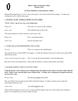 Active and Passive Voice - IVCC - Illinois Valley Community College