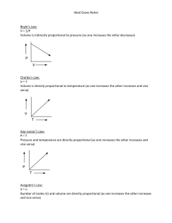 Ideal Gases Notes Boyle`s Law: V&prop;1/P Volume is indirectly
