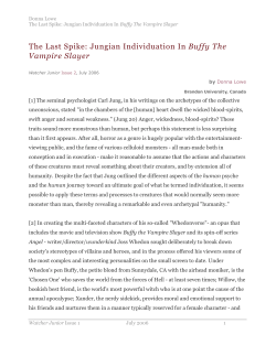 The Last Spike: Jungian Individuation In Buffy The Vampire Slayer
