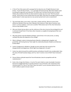 Questions from litlovers.com/sparknotes.com 1. A Tale of Two Cities