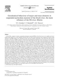 Geochemical behaviour of major and trace elements in suspended