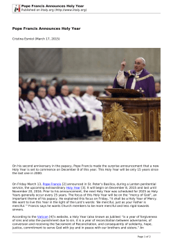 Pope Francis Announces Holy Year - i