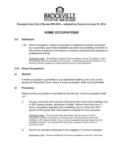 home occupations - City of Brockville