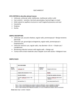 QUIZ HANDOUT IOTA CRITERIA to describe adnexal masses