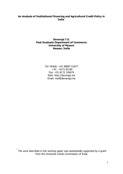An Analysis of Institutional Financing and Agricultural