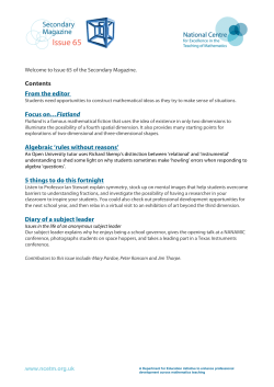 Contents From the editor Focus on&hellip;Flatland Algebraic `rules