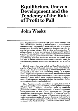 Equilibrium, Uneven Development and the Tendency of the Rate of