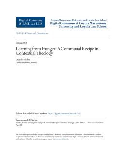 Learning from Hunger: A Communal Recipe in Contextual Theology