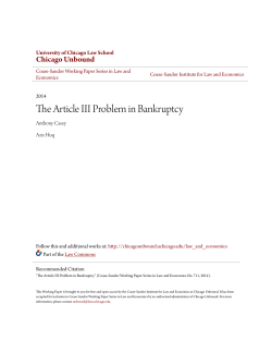 The Article III Problem in Bankruptcy - Chicago Unbound