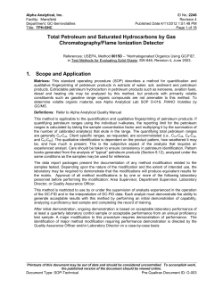 Total Petroleum and Saturated Hydrocarbons by Gas