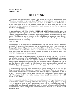 bee round 1 - National History Bowl