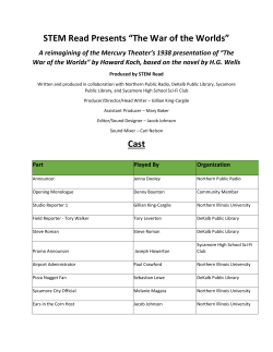 STEM Read Presents &ldquo;The War of the Worlds&rdquo; Cast