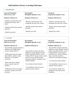 Information Literacy Learning Outcomes