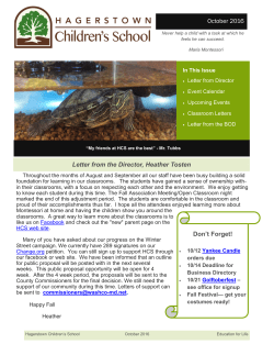 October Newsletter - Hagerstown`s Children School