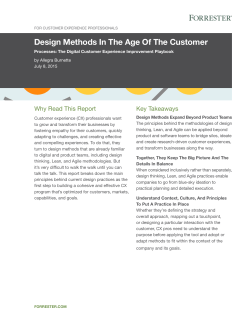 Design Methods In The Age Of The Customer