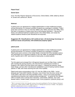 Patent Pools* Daniel Quint From The New Pagrave Dictionary of