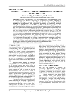 feasibility and safety of transabdominal chorionic villus sampling