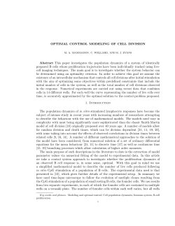 OPTIMAL CONTROL MODELING OF CELL DIVISION Abstract This