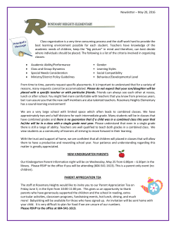 Newsletter &ndash; May 20, 2016 Class organization is a very time