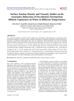 Surface Tension, Density and Viscosity Studies on the Associative