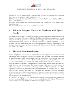 1 Teiresias Support Centre for Students with Special Needs 2 The