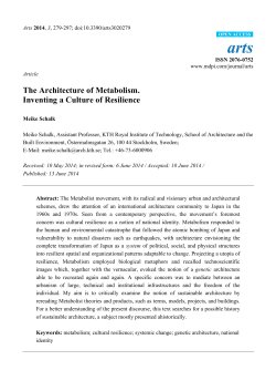 The Architecture of Metabolism. Inventing a Culture of