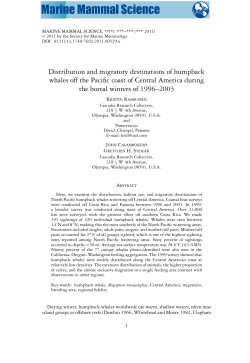 Distribution and migratory destinations of humpback whales off the