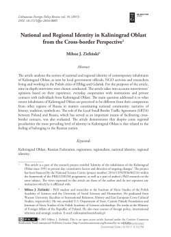 National and Regional Identity in Kaliningrad Oblast from the Cross
