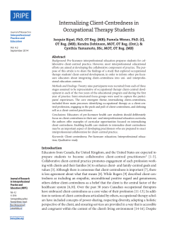 Internalizing Client-Centredness in Occupational Therapy Studen