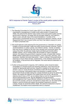 SCYJ response to Charlie Taylor`s review of the youth justice system