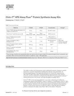 Click-iT&reg; HPG Alexa Fluor&reg; Protein Synthesis Assay Kits User