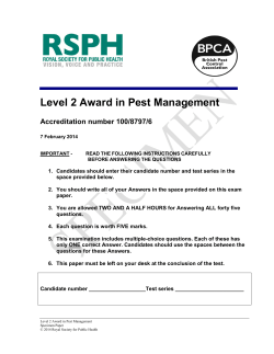 Level 2 Award in Pest Management - British Pest Control Association