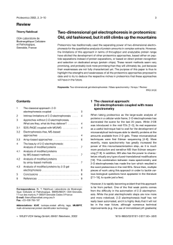 Review Two-dimensional gel electrophoresis in proteomics: Old, old