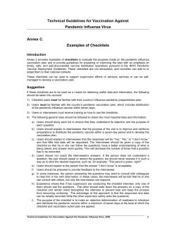 Technical Guidelines for Vaccination Against Pandemic Influenza