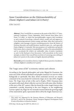 Some Considerations on the (Un)translatability of (Dante Alighieri`s