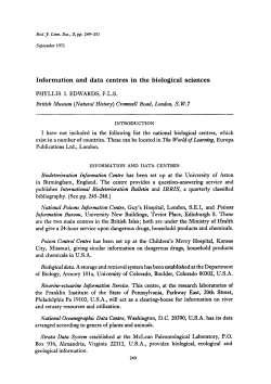 Information and data centres in the biological sciences