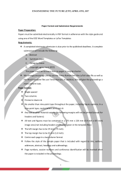 ENGINEERING THE FUTURE (ETF) APRIL 6TH, 2017 1 1 Paper