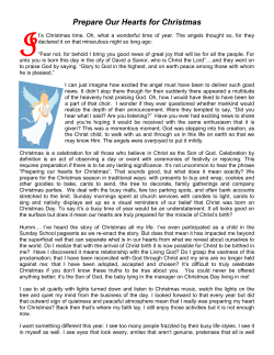 Prepare Our Hearts for Christmas - Calvary United Church St. Jacobs