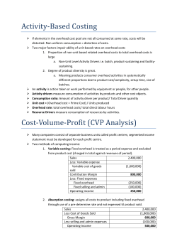Activity-Based Costing Cost-Volume