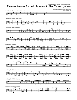 Famous themes for cello from rock, film, TV and games
